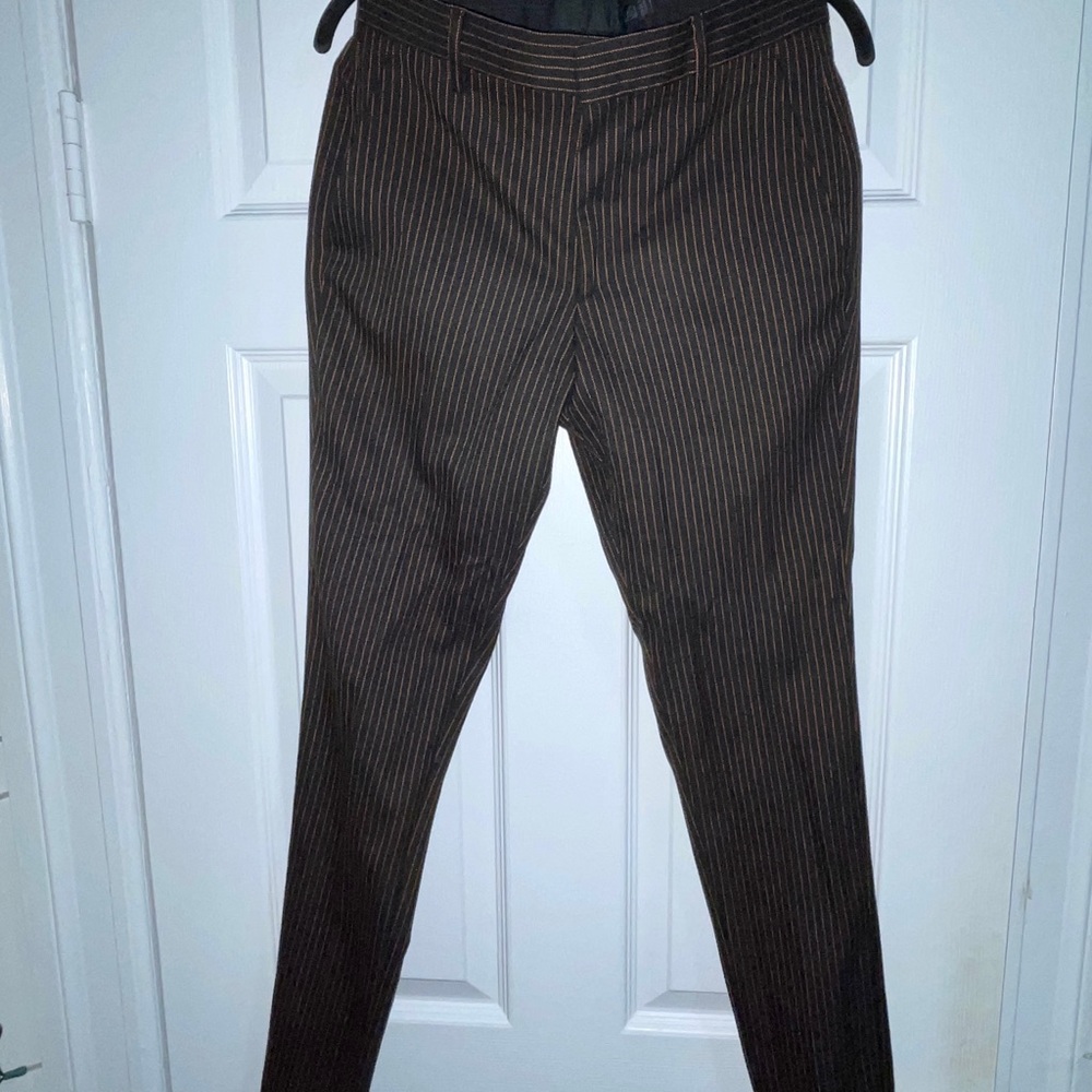 ASOS orange and black striped trousers